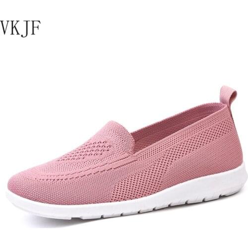 Womens Summer Sneakers Slip on Flat Shoes Womens Casual Loafers Walking Shoes Female Outdoor Mesh Soft Bottom Sports Shoes