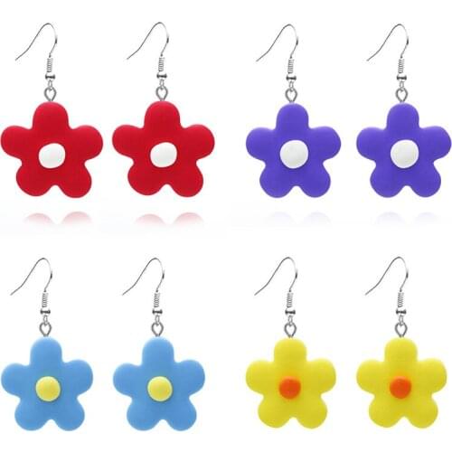 Cute Small Flowers Drop Earrings for Women Sweet Korean Sunflower Female Personality Pendant Earrings Gifts Lady Jewelry
