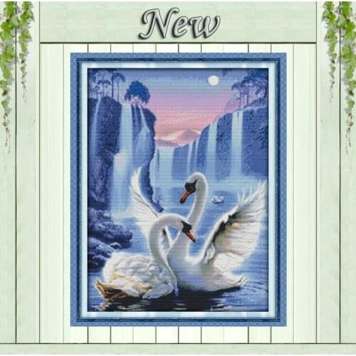Love of swan,counted printed on canvas DMC 11CT 14CT Cross Stitch kit,needlework Set all for embroidery,animal scenic Home Decor