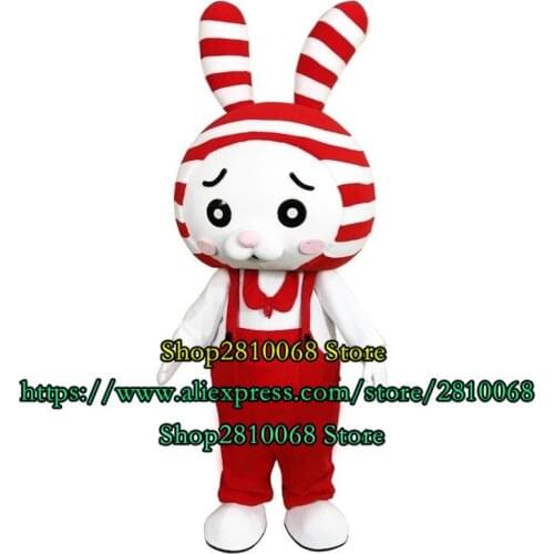Customizable Cute Striped Bunny Mascot Costume Cartoon Suit Adult Role-playing Party Game Fancy Dress Ad Display Christmas 1225