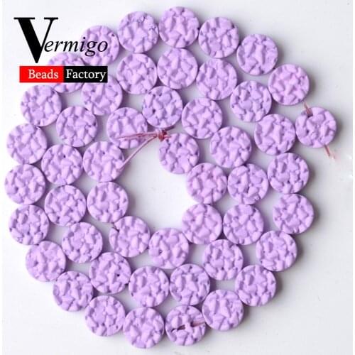 Natural Stone Lavender Purple Flat Round Nanotech Rubber Hematite Beads For Jewelry Making 8mm Diy Bracelets Accessories 15"