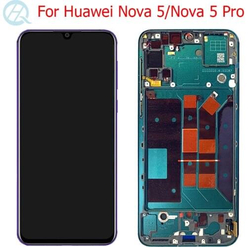 Original AMOLED For Huawei Nova 5 Pro Display LCD With Frame 6.39" Nova 5 SEA-AL10 SEA-TL10 SEA-LX2 LX3 LCD Touch Screen Parts