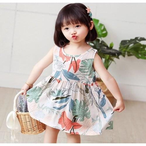 Girl Dresses Summer 2021 New Floral Cotton Comfortable Baby Clothing 0-8Y Kids Vest Princess Dress Toddler Girls Casual Clothes