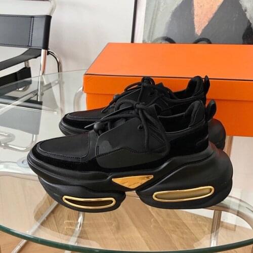 Casual Sneakers Femme Thick Sole Dad shoes Lace Up Platform Shoes Women Ladies Buffalo Shoes Black Gold Zapatillas Plataforma