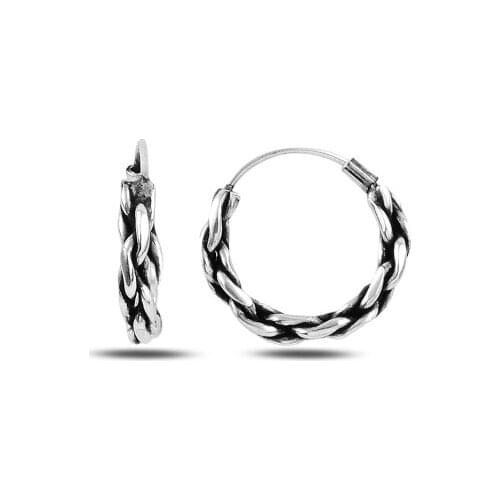 Silver 925 Sterling 16mm Oxidized Ring Earrings