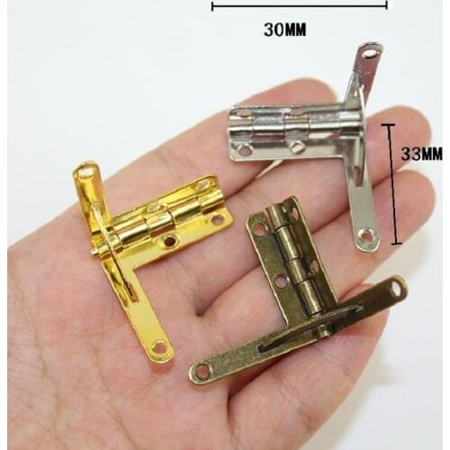 10pcs 90° 30X33mm Angle Wooden Box Supports Hinge for Small Wooden Jewelry Wine Case Watch Box Wooden Lid Hardware