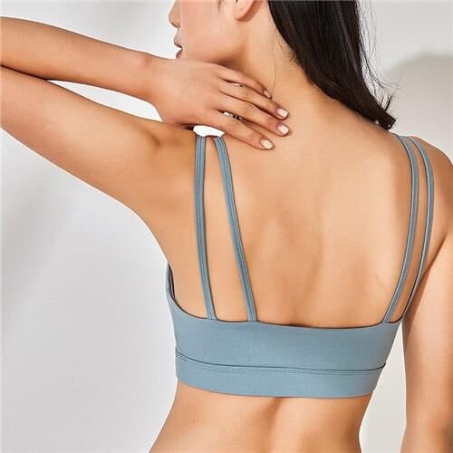 Double shoulder strap sports bra performing yoga dance thin shoulder strap 2019 spring sports underwear fitness