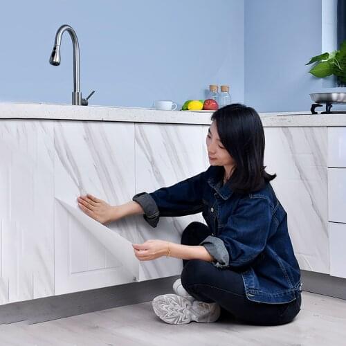 Thickened Self Adhesive Wallpaper Vinyl Film Wall Stickers Furniture Renovation Stickers Kitchen Cabinet Waterproof Sticker Film