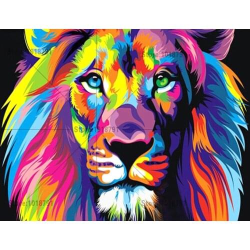 Needlework full drill diamond embroidery Colorful lion 5d diamond mosaic cross sittch picutre of rhinestones wall decor