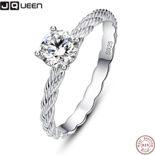 6mm White Zircon Silver Ring womens crystal fashion wedding brand engagement ring for famale Y0064R