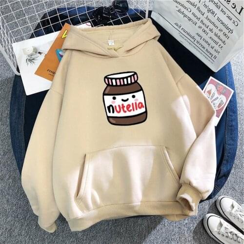 Smile face Nutella Hoodies Winter unisex Men and women Streetwear Kawaii Cartoon casual style GraphicTops Hoody Male Sweatshirts
