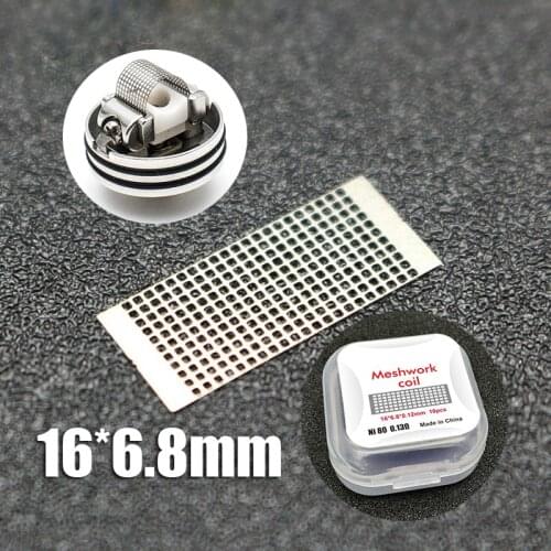10boxes(10pcs/box) 16*6.2/6.8mm Ni80 A1 Meshwork 0.17 0.20 0.13ohm Mesh Coil for RDA Atomizer Tank Vaporizer kylin zeus x RTA