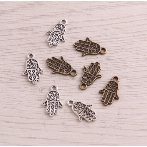 100pcs Charms palm hand made 10x16mm Antique Bronze Plated Pendants Making DIY Handmade Tibetan Bronze Jewelry