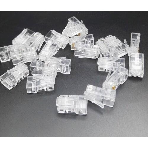 50pcs/100PCS Crystal 8Pin RJ45 Modular Plug Rj-45 Network Cable Connector Adapter for Cat5 Cat5e Cat6 Rj 45 Ethernet Plugs