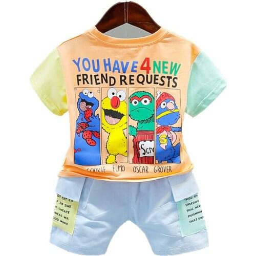 New Children Summer Clothes Sets You Have 4 Friends Boys Short Sleeve T-shirt + Pants 2pcs/set Kids Sport Suit