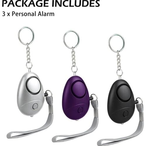 3pcs New 140dB Emergency Personal Alarm Keychain LED Light Self Defense Safe Warning Keychain Self-defense Electronic Device