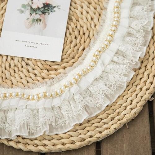 6.5CM 5yards Handmade ribbon White Flower Lace ribbon Lolita lace fabric DIY sewing accessories Lace trim