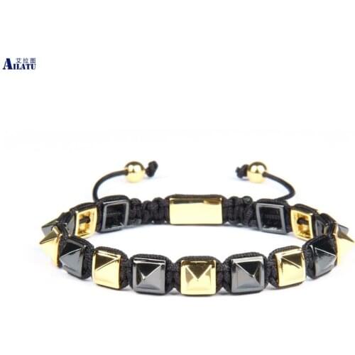 Ailatu Mens Jewelry Pyramid Macrame Bracelet Nice Gift for Cool Man