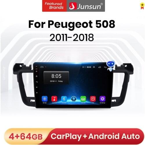 Junsun V1 Pro 4G+64G Android 9.0 4G Car Radio Multimedia Player For Peugeot 508 2011 - 2018 GPS Navigation no 2din autoradio