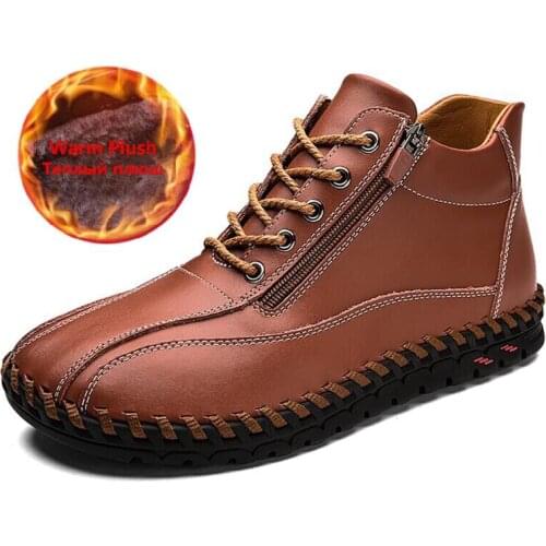 Plus Size 38-48 Winter Fashion High Quality Leather Warm Plush Comfortable Snow Boots CC-468