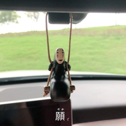 Spirited Away Faceless Male Keychain Anime Peripheral Rubber Swing Doll Keyring Car Rearview Mirror Ornament Gift