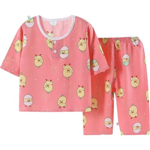 Kids Pajamas Spring Summer Boys Girls Sleepwear Sets Infant Cartoon Prints Home Clothes Sets Kids Cotton Comfortable Pajamas