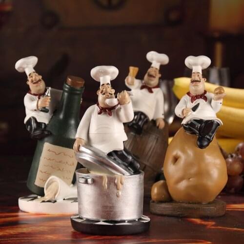 Creative Chef Figurine Resin Gourmet Cook Miniature Gift Craft Knickknack Ornament Accessories for Home Decor Art Collectible