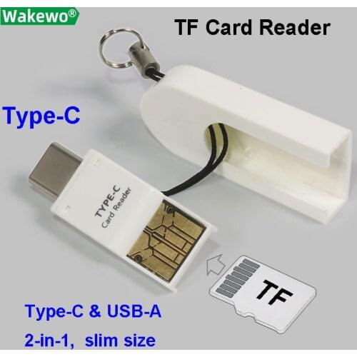 Mobile phone Type-C micro-SD TF Card USB reader 2-in-1 Type-C and USB A OTG for smart mobile phone and PC computer