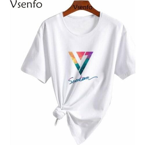 Kpop SEVENTEEN Summer Cool T-shirt Men Women White Short Sleeve Fashion Print Tshirt Harajuku Casual Tee Shirts Streetwear