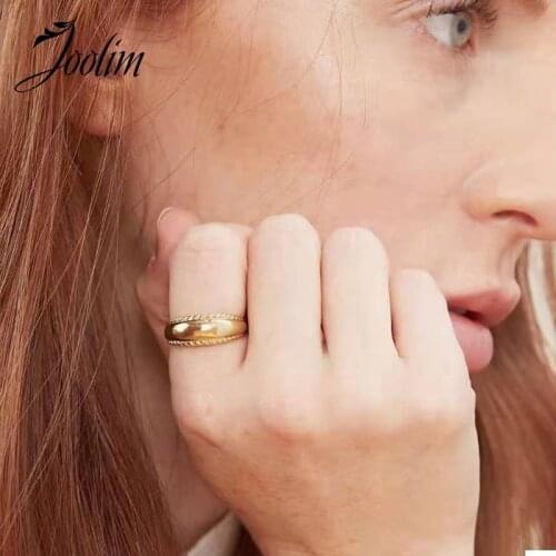 Joolim High End 18K Gold PVD Exaggerate Cabochon Rings for Women Stainless Steel Jewelry Wholesale