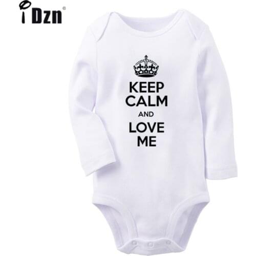 Keep Calm And Love Me sleep zzz carry one Pink Design Newborn Baby Bodysuit Toddler Long Sleeve Onsies Jumpsuit Cotton Clothes