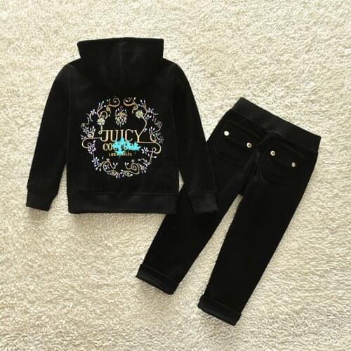 Clothing Sets Baby Suit 2021 Autumn Spring Clothes For Girls Velet Pattern Zipper Hoodie+Pant 2pcs Outfit Kids Costume 3-13Y