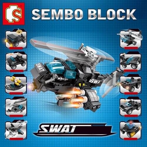 SEMBO BLOCK 300PCS Helicopter Model Building Blocks Mini Toys Swat City Police Bricks Toys for Children Boys Toys Education