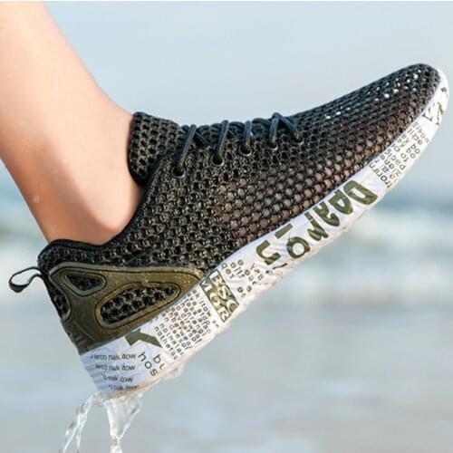 Y102 Men Summer Outdoor Wading Beach Shoe Aqua Shoes Breathable Trekking Quick Drying Fishing Water Sneakers Lace Up Footwear