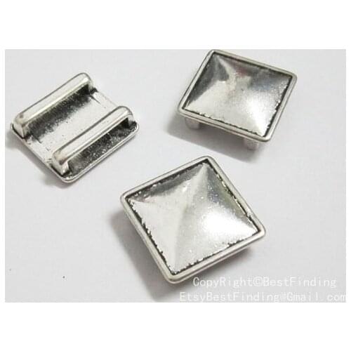 Square leather slider Flat leather findings with protuberant middle -FF07