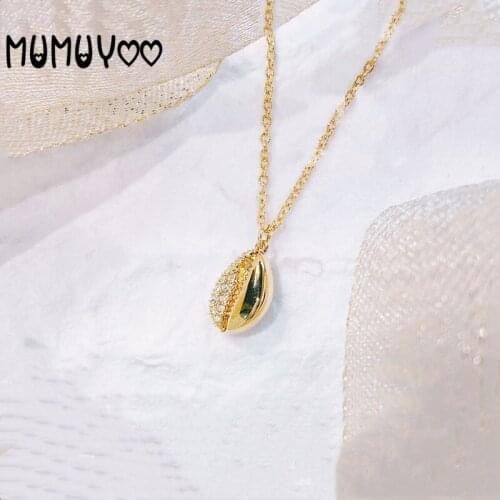 Fashion jewelry high quality swa, 2020 new marine elements romantic golden shell crystal pendant necklace female clavicle chain