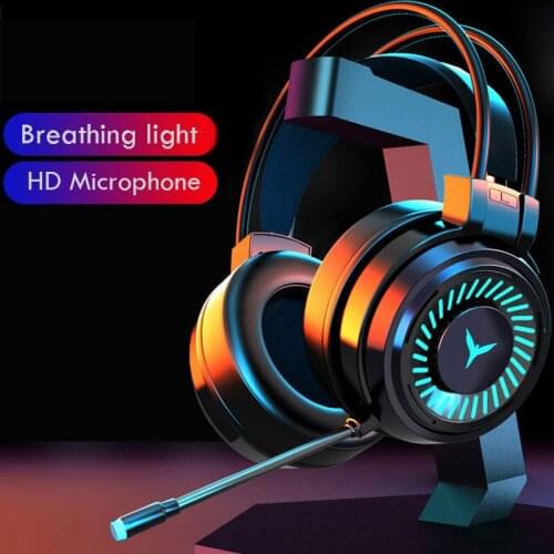 Gamer Headsets Gaming Headphones with Mic Surround Sound Stereo USB Colourful Light Wired Earphones for PC Laptop