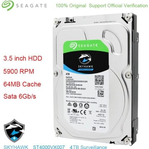 Original Seagate Internal 4TB HDD Skyhawk Video Surveillance Hard Drive Disk 3.5" 5900 RPM SATA 6Gb/s 64MB Cache ST4000VX007