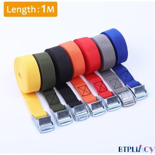 Discount! 1M Buckle Tie-Down Belt Cargo Straps for Car Motor Bike With Metal Buckle Tow Rope Strong Ratchet Belt for Luggage Bag