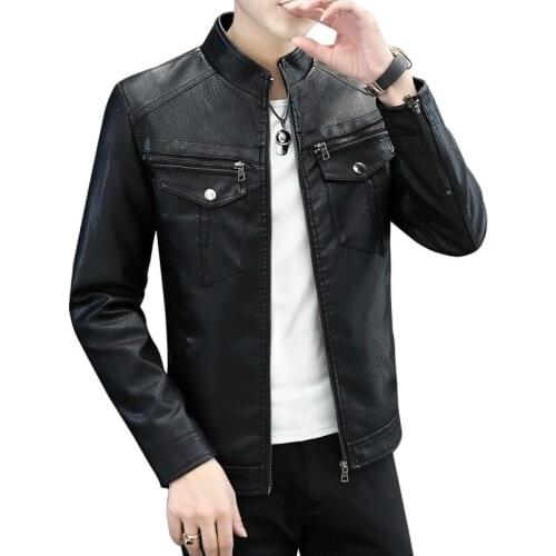 Warm Casual PU Leather Jacket Men Winter Fleece Retro Motorcycle Leather Jackets Mens Fashion Zipper Solid Outwear Male Clothes