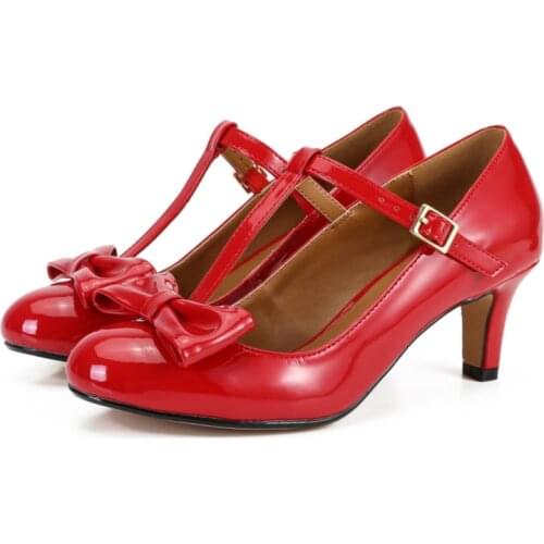 Sweet Bow-tied Women High Heels Shoes Large Size 45 48 Black Red Heels Pumps Women Wedding Shoes OL Office Dress Pumps Elegant