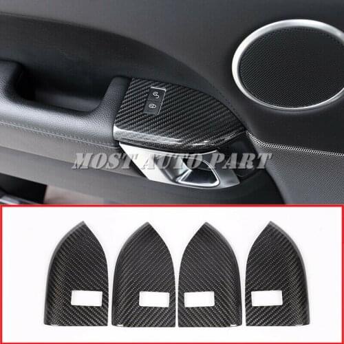Carbon Fiber Interior Child Safety Lock Cover For Land Rover Range Rover Sport 2014-2019 4pcs Car Decoration Car Trim