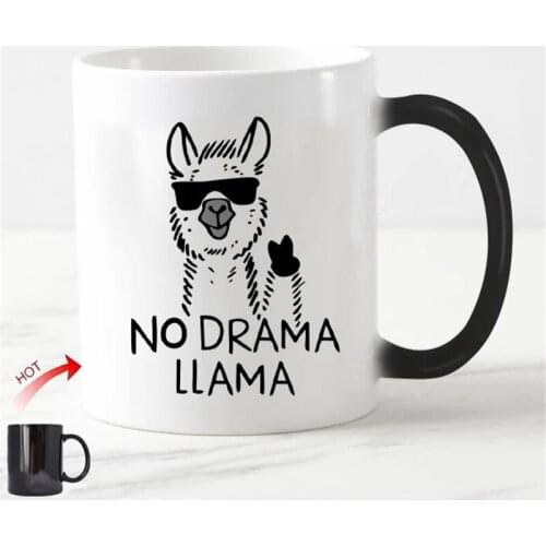 Funny No Prob-Llama Magic Mug Novelty No Drama Llama Coffee Mug Tea Mug Cup Changing Color Magic Cup Best Gift for Your Friends
