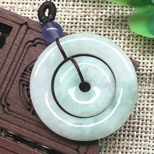 100% natural Myanmar grade A green jade pendant handcarved 36mm round jade necklace women pendants