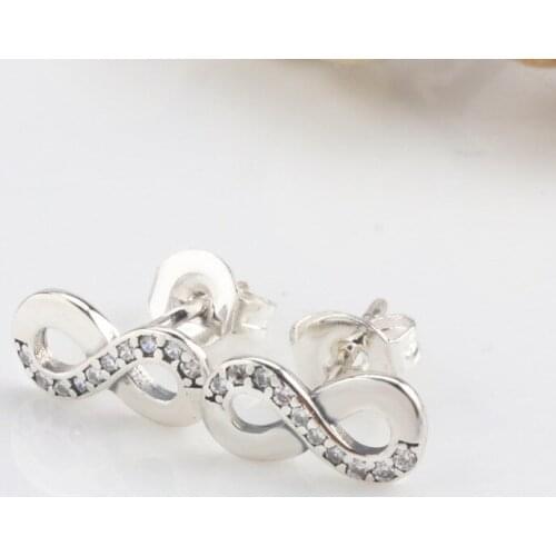 Classic Female Infinity Jewelry Earring Shiny Cubic Zircon 925 Sterling Silver Wedding Formal Elegant Earring for Women Bride