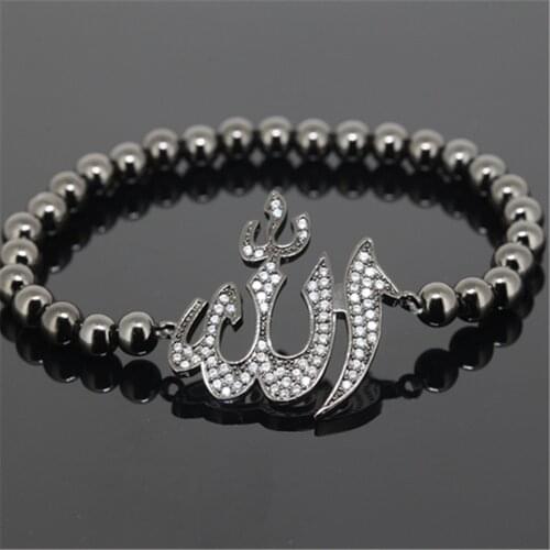 1pcs America/European style pave rhinestones connector men macrame bracelet charm 6mm coppers round beads women weaving bracelet