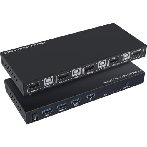 2/4 Ports 4 IN 1 Out HDMI-compatible KVM Type C Switch Splitter for Sharing Monitor Keyboard Mouse Adaptive support EDID/HDCP