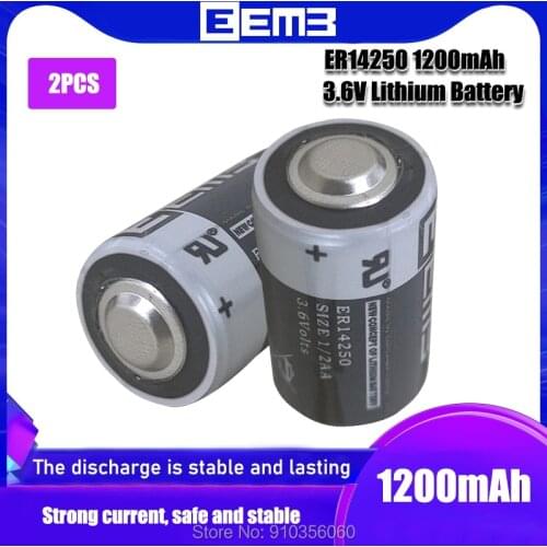 2PCS EEMB ER14250 lithium battery 1/2AA 3.6V 1200mAh PLC battery for industrial control instrument equipment