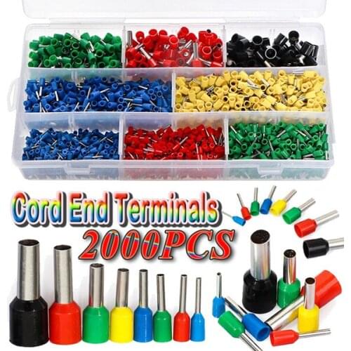 2000PCS Insulated Cord End Terminals Assortment Kit Wire End Ferrules Wire Terminals Crimp Connectors
