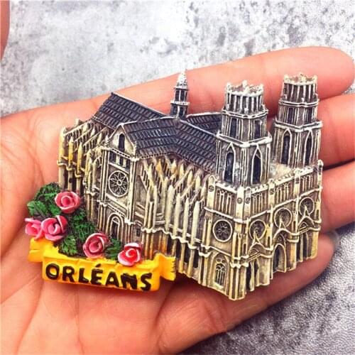 Cathedrale Ste-Croix Orleans France Fridge Magnet 3D Resin Travel Refrigerator Tourist Souvenirs Home Decorations